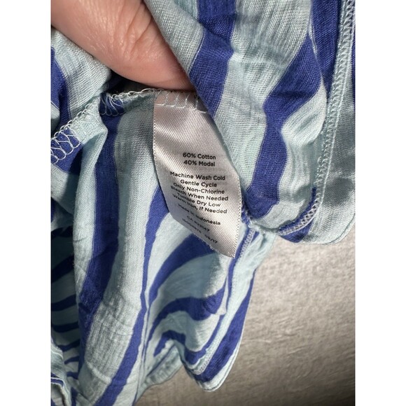 T by TALBOTS Womens Size MP Short Sleeve Pull Over Top T Shirt Blue Striped - Picture 3 of 8